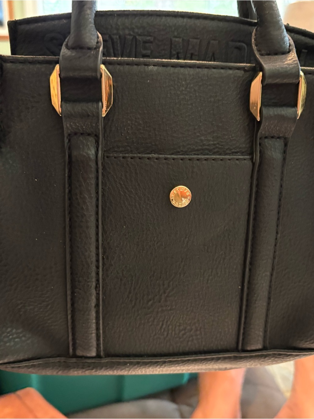 Steve Madden Black Wristlet with Gold Hardware